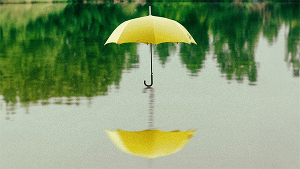 Paraplu op meer